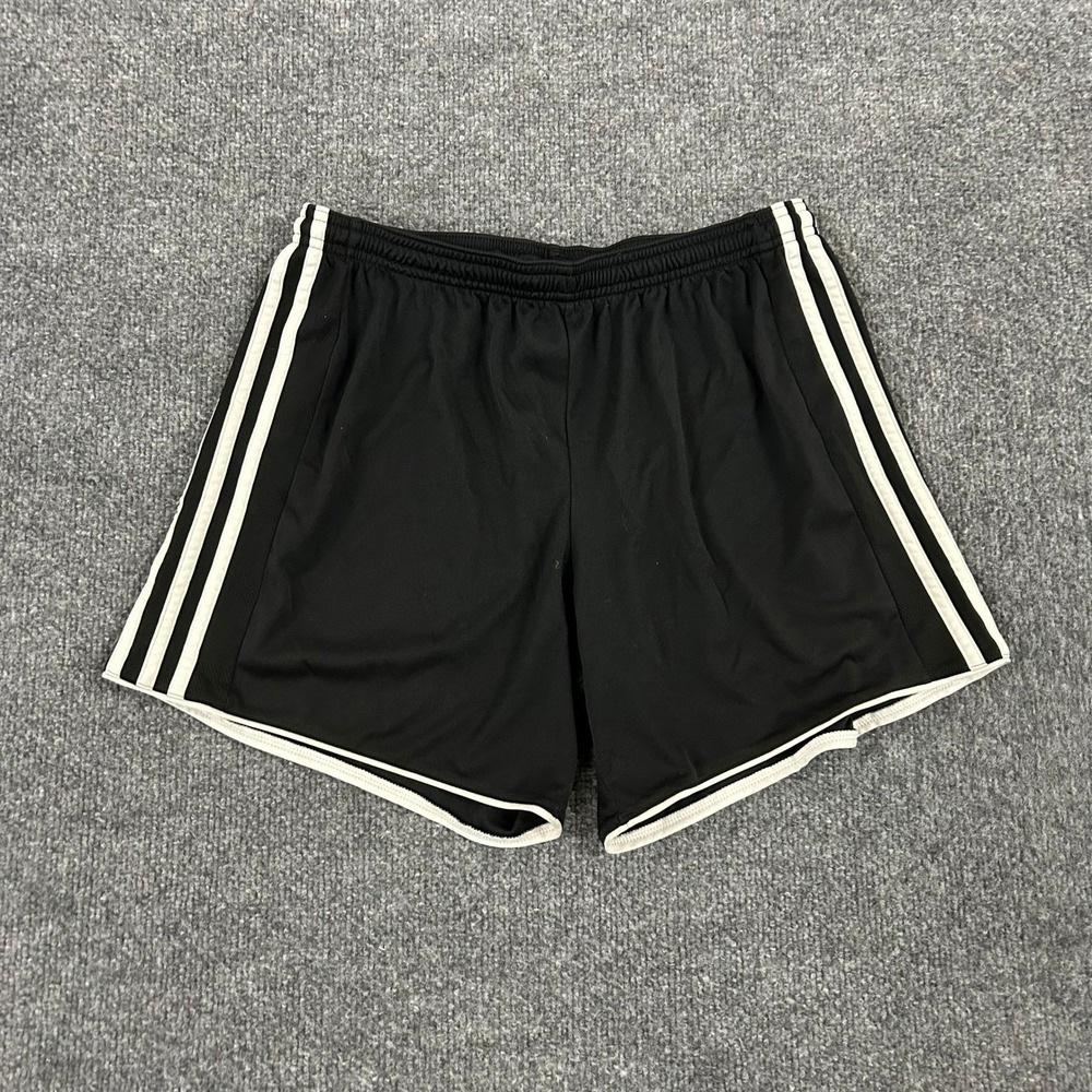 Adidas Shorts Womens Size M Black White Striped Athletic Soccer Gym Running